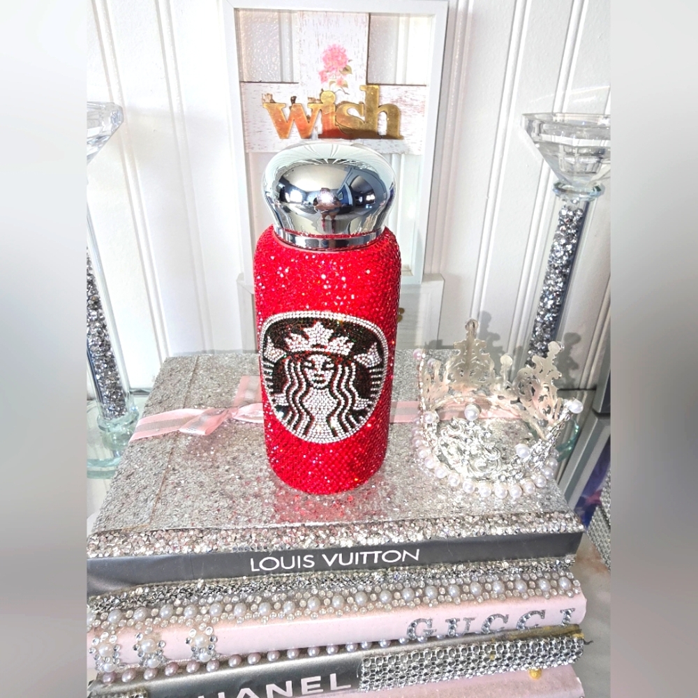 NIB Starbucks Red and Silver Glitter Tumbler